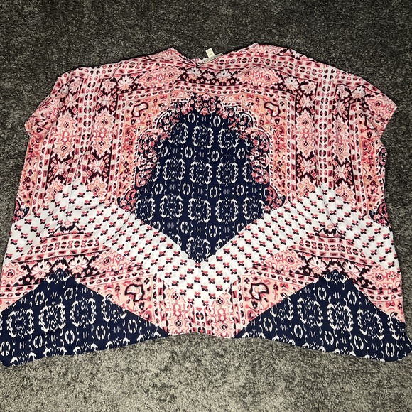 DANA BUCHMAN Women's 100% Polyester Poncho Top Short Sleeve Boho XL - Picture 7 of 9